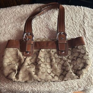 Coach Brown Signature Canvas Shoulder Bag